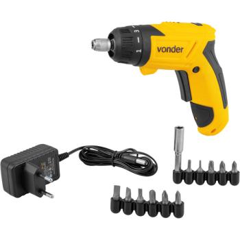 PARAFUSADEIRA VONDER UNIVERSAL COM 12 PEÇAS A BATERIA 3,6V 1/4