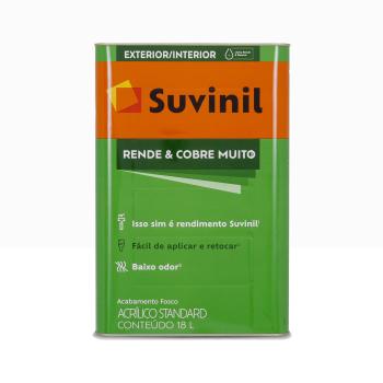 TINTA ACRÍLICA FOSCA RENDE E COBRE MUITO STANDARD INTERIOR E EXTERIOR BRANCO 18 L SUVINIL