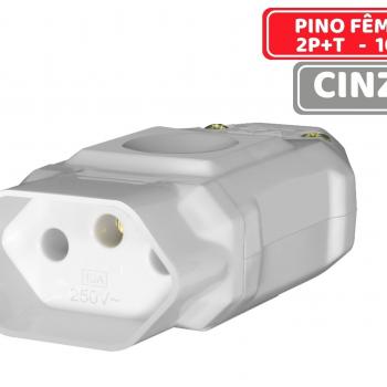 TOMADA PINO FEMEA 2P+T CINZA 10A FAME 4175