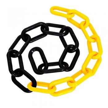 CORRENTE PVC 09MM AMARELA/PRETA METRO