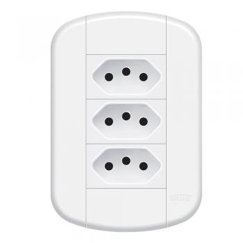 TOMADA TRIPLA 3 TOMADAS PADRAO 2P+T 10A C/P BLANC+