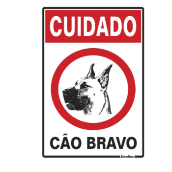 PLACA-CUIDADO CÃO BRAVO JC-32