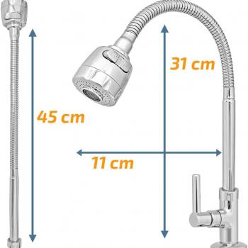 TORNEIRA GOURMET 1/4 VOLTA PARA PIA COZINHA MESA 2 JATOS 5/8 BICA MOVEL C69