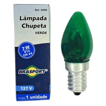 LAMPADA CHUPETA BRASFORT 7Wx127V. E14 VERDE