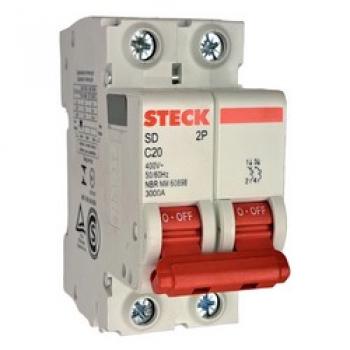 DISJUNTOR BIPOLAR DIN STECK 2P 20A