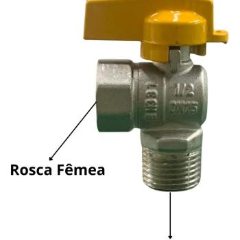 REGISTRO ABRE E FECHA GÁS VÁLVULA ESFERA ANGULAR 90° 1/2 MACHO E FÊMEA