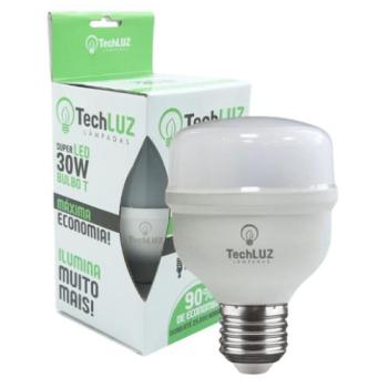 LAMPADA LED BULBO T 30W E-27 6.5K BIVOLTI BRANCA - TECHLUZ