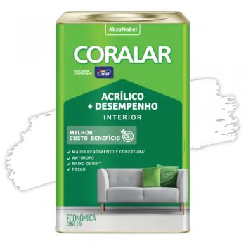TINTA ACRÍLICA FOSCA CORALAR ECONÔMICA INTERIOR BRANCO NEVE 18 L CORAL