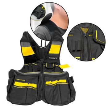 COLETE PORTA FERRAMENTAS COM BOLSOS COMPARTIMENTOS E REFLETOR