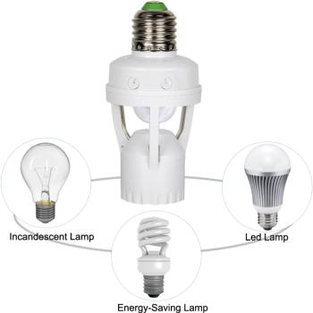 SENSOR DE PRESENCA + FOTOCELULA QUALITRONIX COM SOQUETE E-27 COM CHAVE 360º - Qa17M