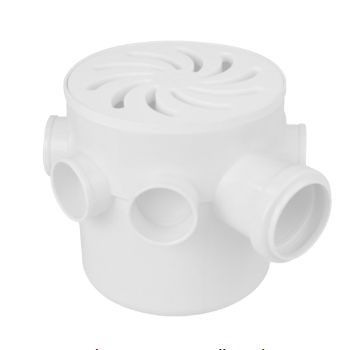 CAIXA SIFONADA COM PORTA GRELHA REDONDO DE 150X150X50 BRANCO AMANCO WAVIN