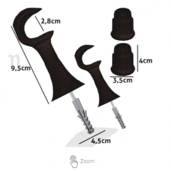 SUPORTE P/VARÃO SIMPLES 19MM TABACO