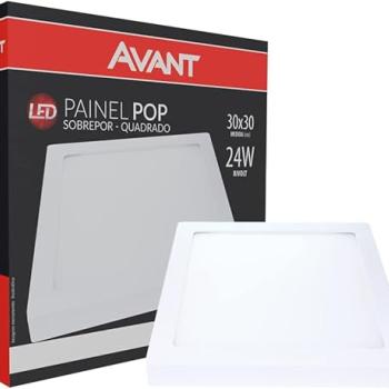LUMINARIA LED AVANT SOBREPOR  QUADRADO PLAST 24W 6500K BCO