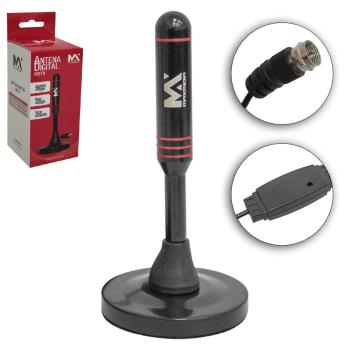 ANTENA DIGITAL INTERNA / EXTERNA HDTV MAXMIDIA COM BASE IMANTADA E CABO 4,3M