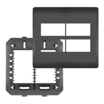 PLACA 4 POSTOS 4X4 AFASTADOS C/SUPORTE HABITAT FAME - PRETO