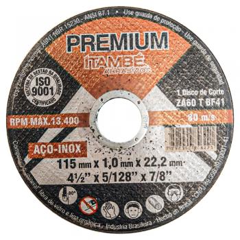 DISCO ACO INOX ITAMBE 4.1/2x1,0x7/8 PREMIUM