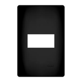PLACA COM SUPORTE 4X2 1 MÓDULOS HORIZONTAL HABITAT BLACK FAME