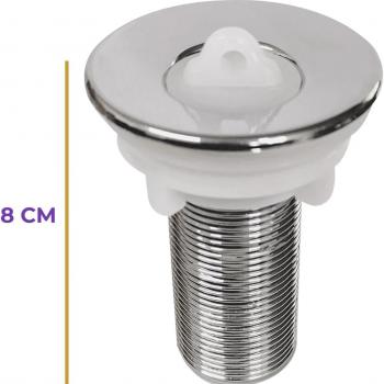 VÁLVULA RALO BANHEIRO PIA LAVATÓRIO CUBA CROMADA METAL 7/8 FECHAMENTO INTERNO 30MM ESCOAMENTO LAVABO