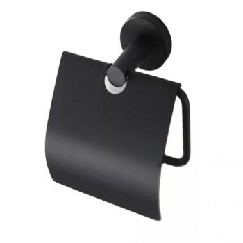 ACESSORIO WC HIDROLAR FAETTO PAPELEIRA COM TAMPA PRETO FOSCO - 10046