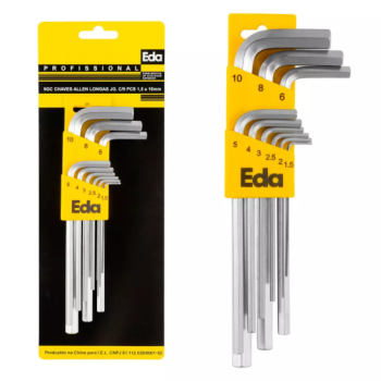 CHAVE ALLEN JOGO EDA 1,5 a 10mm COM 9 PECAS LONGA - 9GC