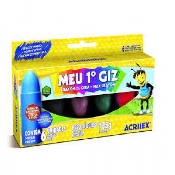 Giz de Cera Meu 1º Giz - 6 cores - 185grs - ACRILEZ