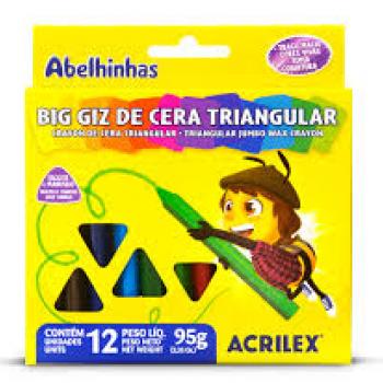 Giz de cera triangular - 12 cores  - ACRILEX