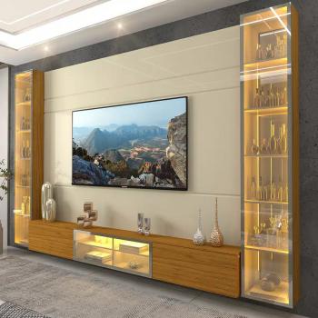 HOME LUMINARE 3PTS C/2 TORRES DE VIDRO, ESPELHO E LED  100%MDF 2,93 TV85