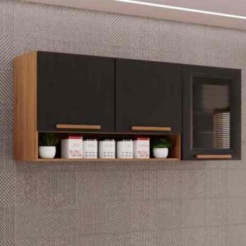 ARMÁRIO AÉREO VALENCIA 2PTS 1PT VIDRO FUMÊ 1,20