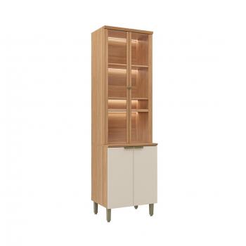 CRISTALEIRA SELENE 100%MDF 4PTS C/VIDRO E LED 0,65