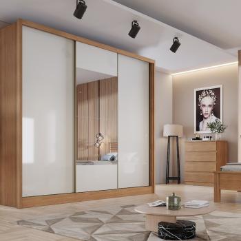 ROUPEIRO AREZZO PLUS 3PTS C/ ESPELHO 6GAVS 100% MDF 2,08