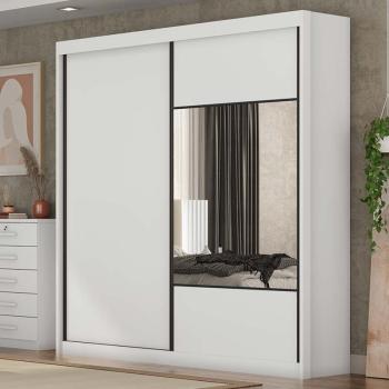 ROUPEIRO VERSATTO 2PTS CORRER C/1 ESPELHOS 8GAVS 100% MDF 2,08