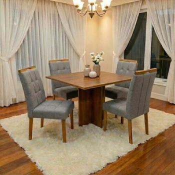 MESA SALINAS TAMPO DAKOTA 0,90 X 0,90 C/4 CADEIRAS SOPHIA - WM DECOR