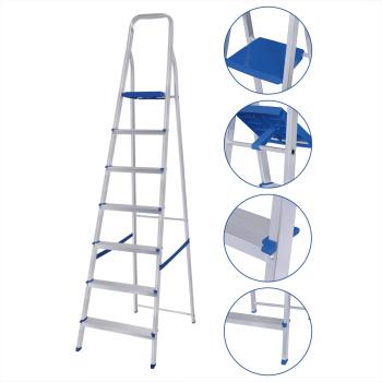 ESCADA ALUMÍNIO DOBRÁVEL 7 DEGRAUS METALURGICA MOR