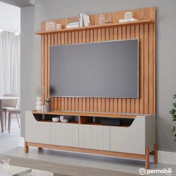 BANCADA MOEMA C/ PAINEL RIPADO SPEED TREND 100% MDF 1,85 TV70