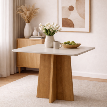 MESA JADE C/ VIDRO VALDEMÓVEIS 90X90