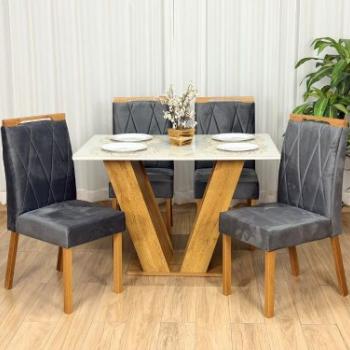 MESA DE JANTAR CLASSIC C/VIDRO C/4 CAD ISA 1,20