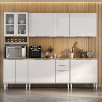 COZINHA COMPLETA RENOVA C/VIDRO 5PÇS 14PTS 2GAVS AÇO ITATIAIA 2,70