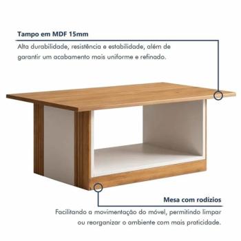 MESA DE CENTRO PÉROLA C/RODINHAS - VALDEMÓVEIS 0,86