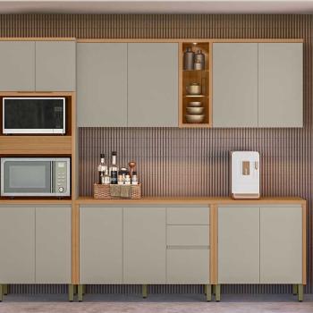 COZINHA ALLURE 5PÇS 100%MDF C/LED 12PTS  3GAVS 2,70