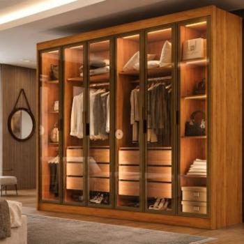 ROUPEIRO SÃO CARLOS 6PTS REFLECTAS 6GAVS. 100%MDF C/LED - LEIFER 2,35