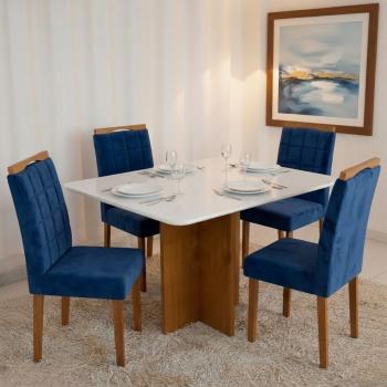 MESA SALINAS TAMPO LONDRES CANTO COPO C/VIDRO 1,20 X 0,80 C/4 CADEIRAS SOPHIA - WM DECOR