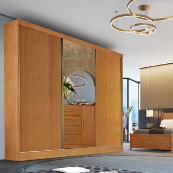 ROUPEIRO TORONTO 100%MDF 3PTS CORRER 4GAVS C/ESPELHO 2,40