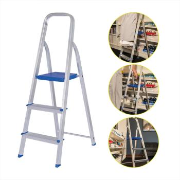 ESCADA ALUMÍNIO DOBRÁVEL 3 DEGRAUS METALURGICA MOR