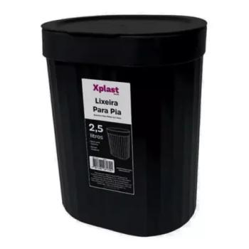 LIXEIRA PARA PIA C/TAMPA PRETO 2,5L - XPLAST