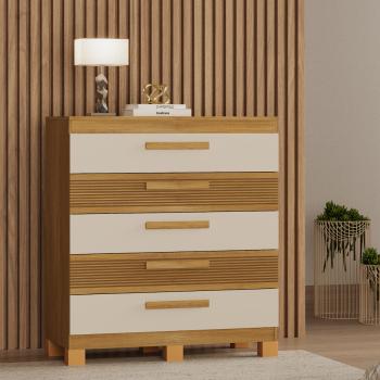 CÔMODA SABIÁ 5GAVS C/ DETALHE FRISADO VALDEMÓVEIS 0,90