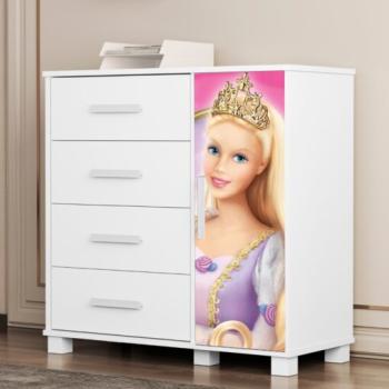 CÔMODA LÍVIA 4GAVS 1PT BARBIE 100%MDF 0,80