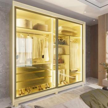 ROUPEIRO PLATINUM 2PTS DE CORRER DE VIDRO 3GAVS C/LED GELIUS 1,68