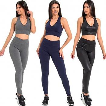 conjunto feminino treino top + calça legging