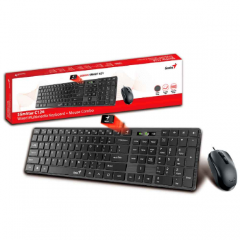 KIT MOUSE E TECLADO MULTIMIDIA GENIUS SSC126 COM FIO USB