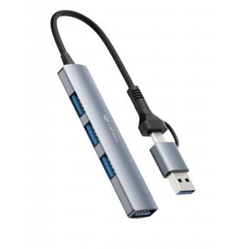 HUB 3 PORTAS USB 2.0 + 1P USB 3.0 HU-C500GY - C3